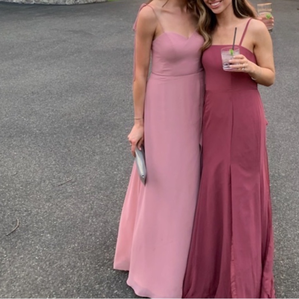 Azazie Rosey Dusty Rose Spaghetti Strap Full-Length Dress